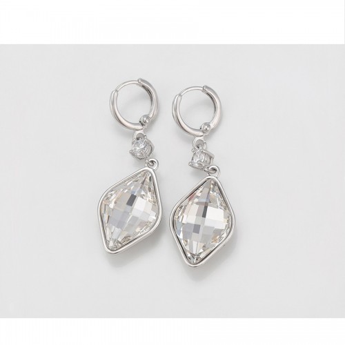 Klasiski auskari ar Swarovski kristāliem, platīna pārklājums, 